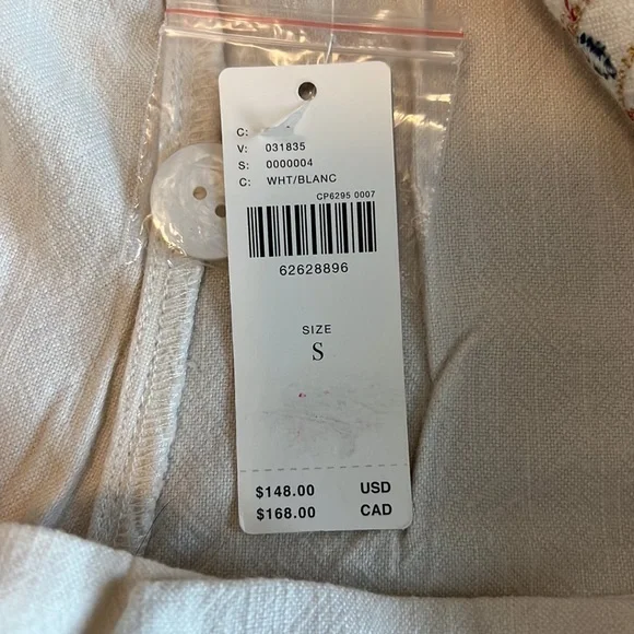 OPEN TO OFFERS Anthropologie Cream Embroidered Straight-Leg Pants size SMALL - Picture 9 of 9